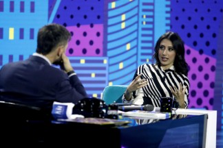 La giornalista Cecilia Sala ospite a una trasmissione televisiva foto Ansa